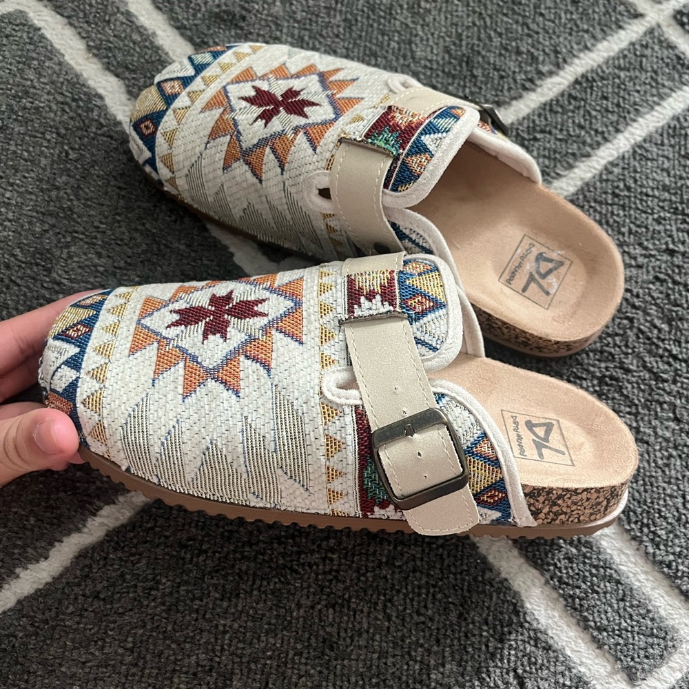Aztec Patterned Slip-On Clogs
